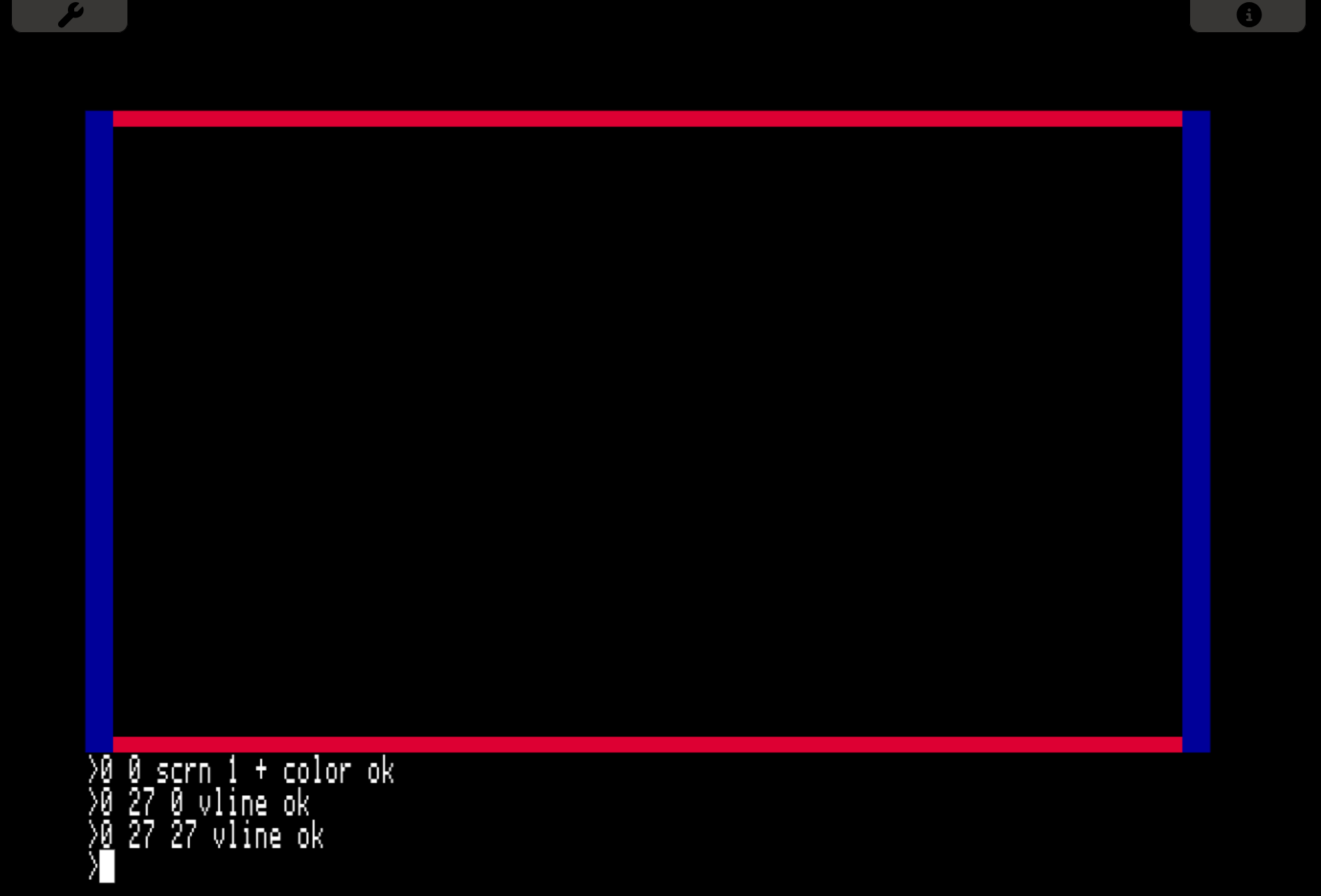 A border drawn on a lowres screen with forth text on the bottom
